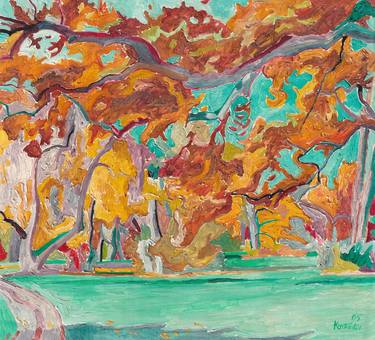 Autumn tree landscape painting impressionism Van Gogh inspired thumb