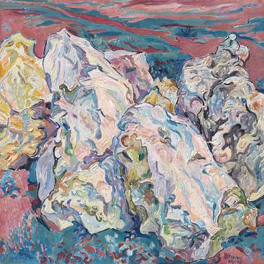 White stone landscape painting impressionism Van Gogh inspired thumb