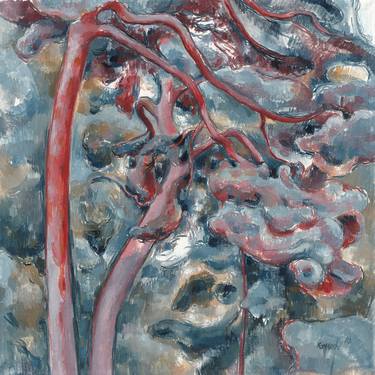 Pine tree landscape oil painting impressionism cubism thumb
