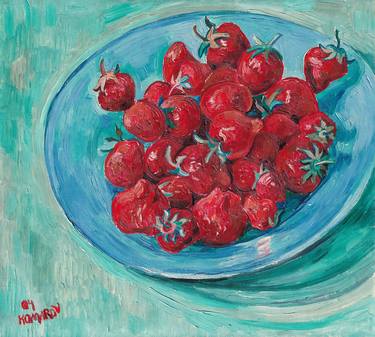 Strawberry oil painting fruit food kitchen impressionism thumb