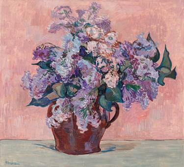 Lilac oil painting floral impressionism flower bouquet thumb