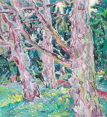 Pine tree landscape painting impressionism Van Gogh inspired thumb