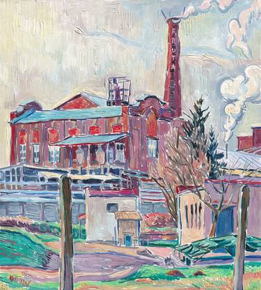 Factory with pipe cityscape painting impressionism thumb