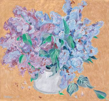 Lilac oil painting floral impressionism flower bouquet thumb