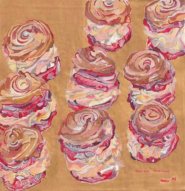 Cream puffs oil painting food kitchen cake impressionism thumb