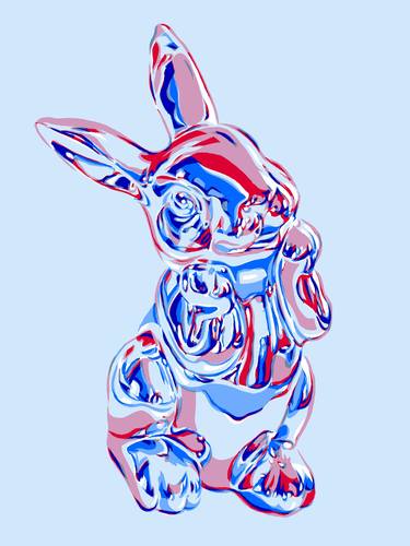 Shiny steel rabbit pop art cute minimalism bunny painting thumb