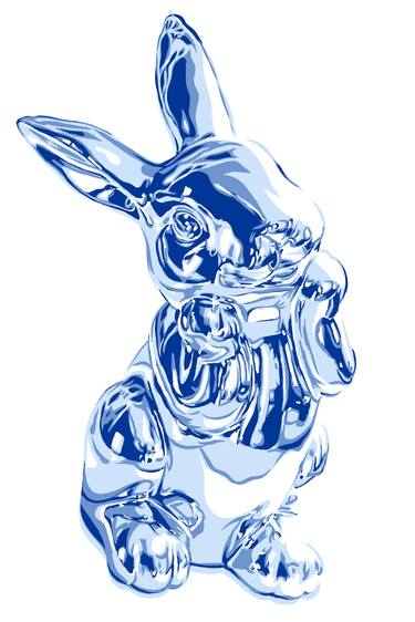 Shiny steel rabbit pop art cute minimalism bunny pop art painting thumb