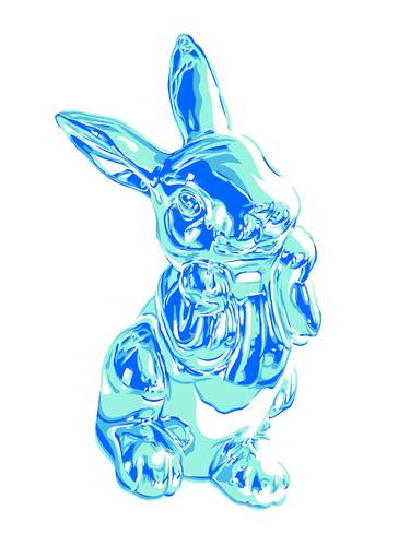 Shiny steel rabbit pop art cute minimalism bunny green painting thumb