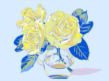 Rose flower yellow floral painting vase botanical thumb