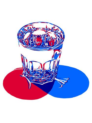 Glass red blue kitchen drink painting abstract modern minimalism thumb