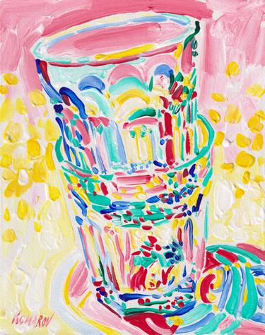 Glasses painting drink kitchen original art colorful expressionsm thumb