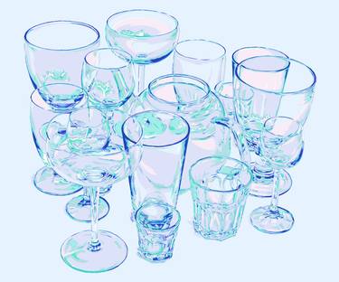 Glasses blue drink painting abstract modern large thumb