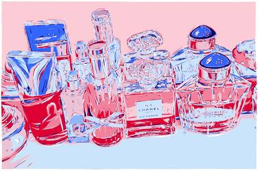 Perfume bottles painting pink blue fashion pop art thumb