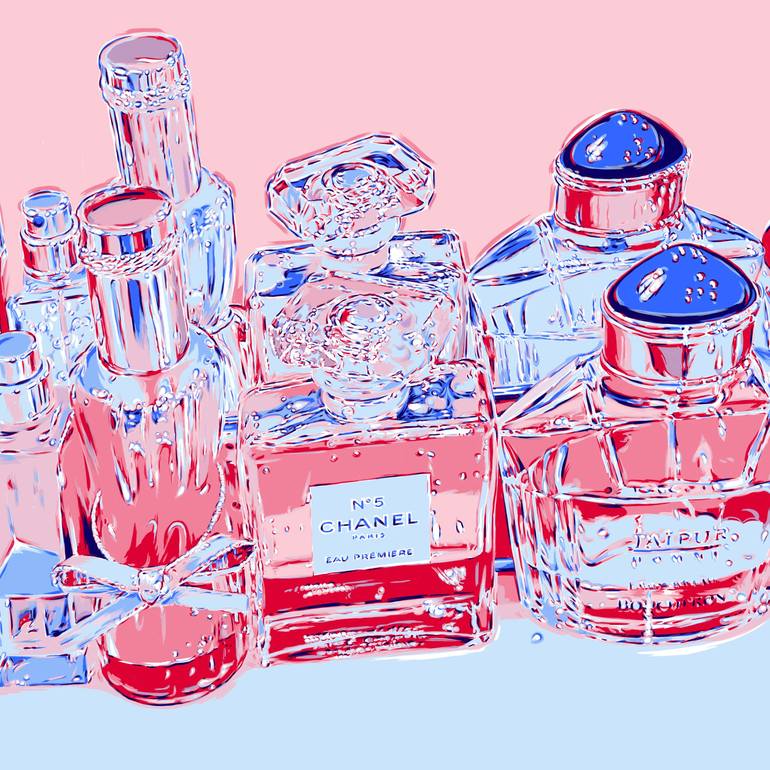 pop art painting of perfume bottles