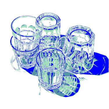 Glasses blue drink painting abstract modern large thumb