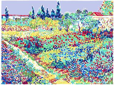 Provence painting Garden at Arles landscape colorful large France thumb