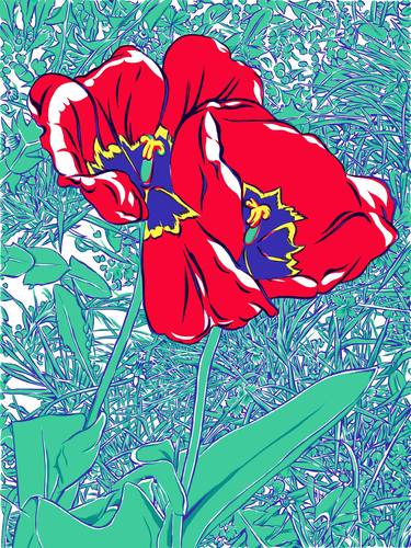Tulips painting red floral colorful large botanical thumb