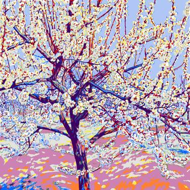 Blossoming orchard Spring tree landscape floral painting thumb