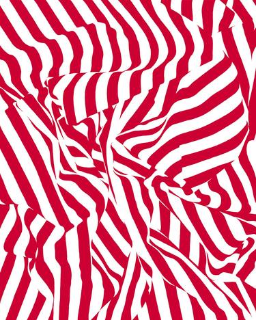 Red geometrice painting Op art abstract stripes pop art thumb