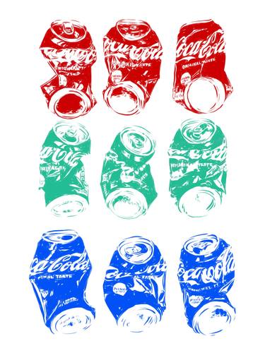 Coca-Cola cans large abstract red blue green kitchen pop art thumb