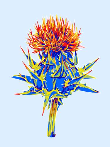 Thistle flower colorful floral painting cute botanical thumb
