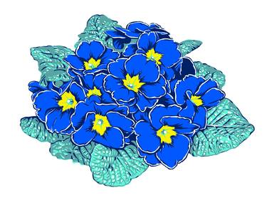 African violet flower blue floral painting cute botanical thumb