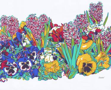 Spring flower original painting Floral bonanical colorful artwork thumb