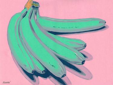 Green bananas original painting kitchen food fruit pop art thumb