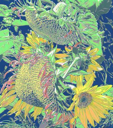 Ripe sunflowers painting floral botanical impressionism flowers thumb