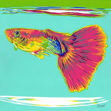 Goldfish painting koi fish original art animal colorful pop art thumb