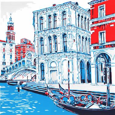 Venice cityscape painting Grand canal gondola cityscape thumb