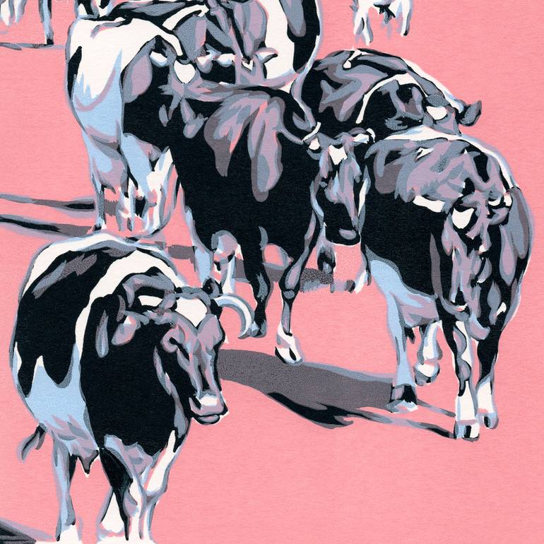 Original Pop Art Cows Painting by Vitali Komarov