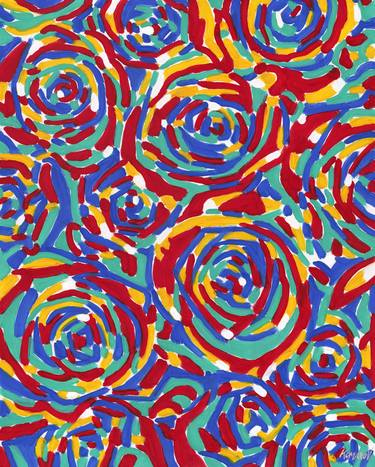 Rose flower oil painting floral expressionism colorful thumb
