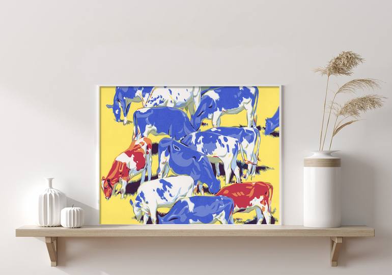 Original Cows Painting by Vitali Komarov
