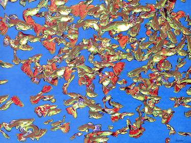 Goldfish painting blue water ocean colorful expressionism thumb