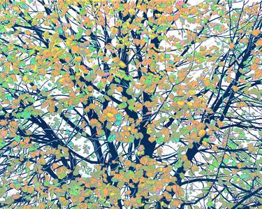 Autumn tree painting Colourful landscape original art nature thumb