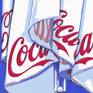 Coca-cola parasol painting drink original art beach pop art