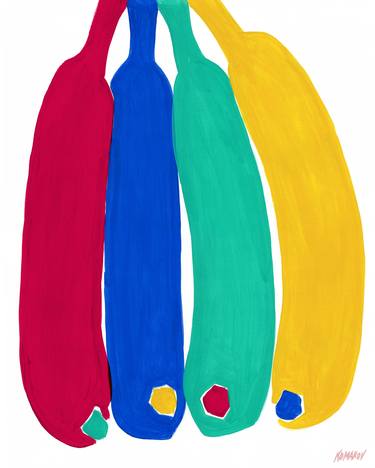 Colorful banana painting Fruit original pop art food kitchen thumb