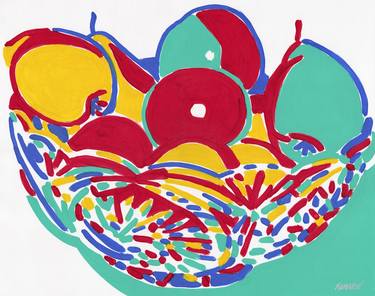Fruit painting Kitchen original art Colorful fruit food artwork thumb
