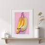 Banana painting Fruit original art Food artwork Kitchen pop art