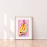Banana painting Fruit original art Food artwork Kitchen pop art