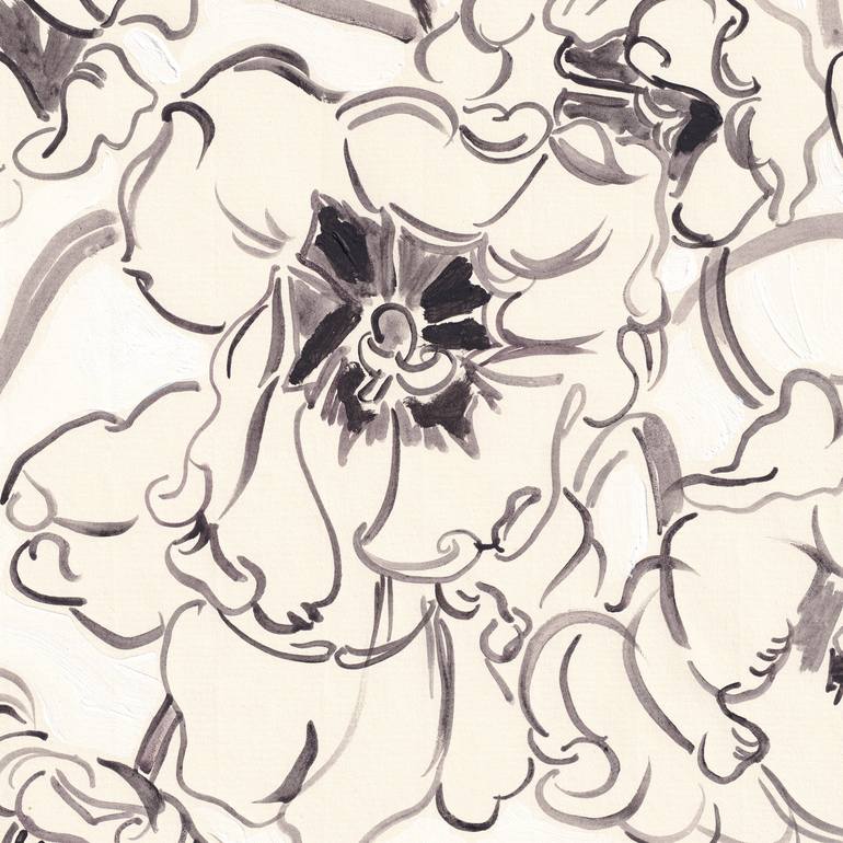 Original Art Deco Floral Drawing by Vitali Komarov