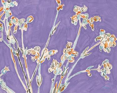Wildflower painting Purple floral original art Flower botanical thumb