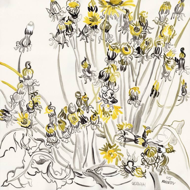 yellow dandelion drawing