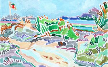 Seascape painting Mallorca sea coastal beach original art thumb