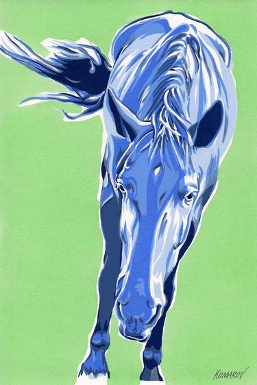 Curious funny horse original pop art farmhouse animal artwork thumb