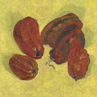 Autumn pumpkins impasto oil painting on canvas impressionism thumb