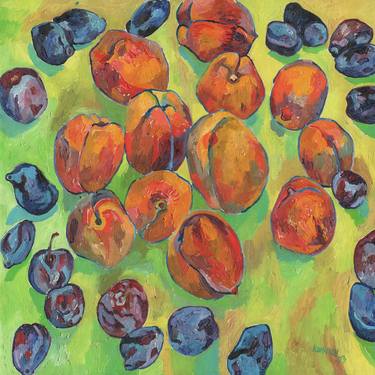 Fruit oil painting impasto large impressionism after Van Gogh thumb