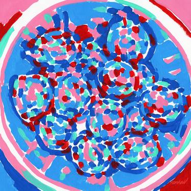 Plums original oil painting colorful Kitchen fruit food pop art thumb
