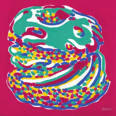 Cream puff oil painting cake food dessert kitchen colorful art thumb